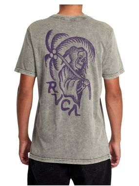 RVCA Mens Final Trip Graphic T Shirt XL Gray Acid Wash Distressed Skate Crewneck
